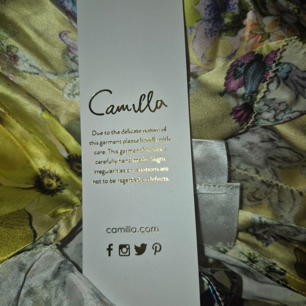 Camilla Embellished floral ruffled silk satin maxi dress NWT - Picture 8 of 9